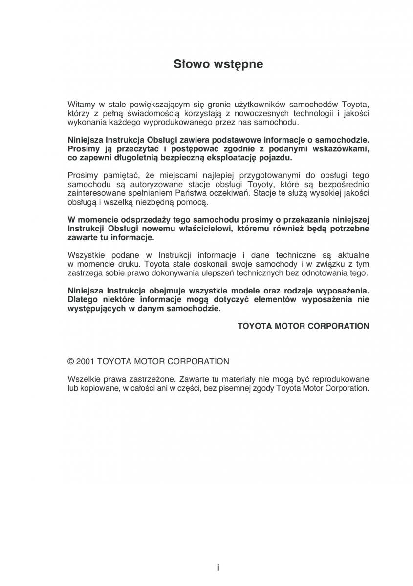 Toyota Avensis I 1 instrukcja obslugi / page 2