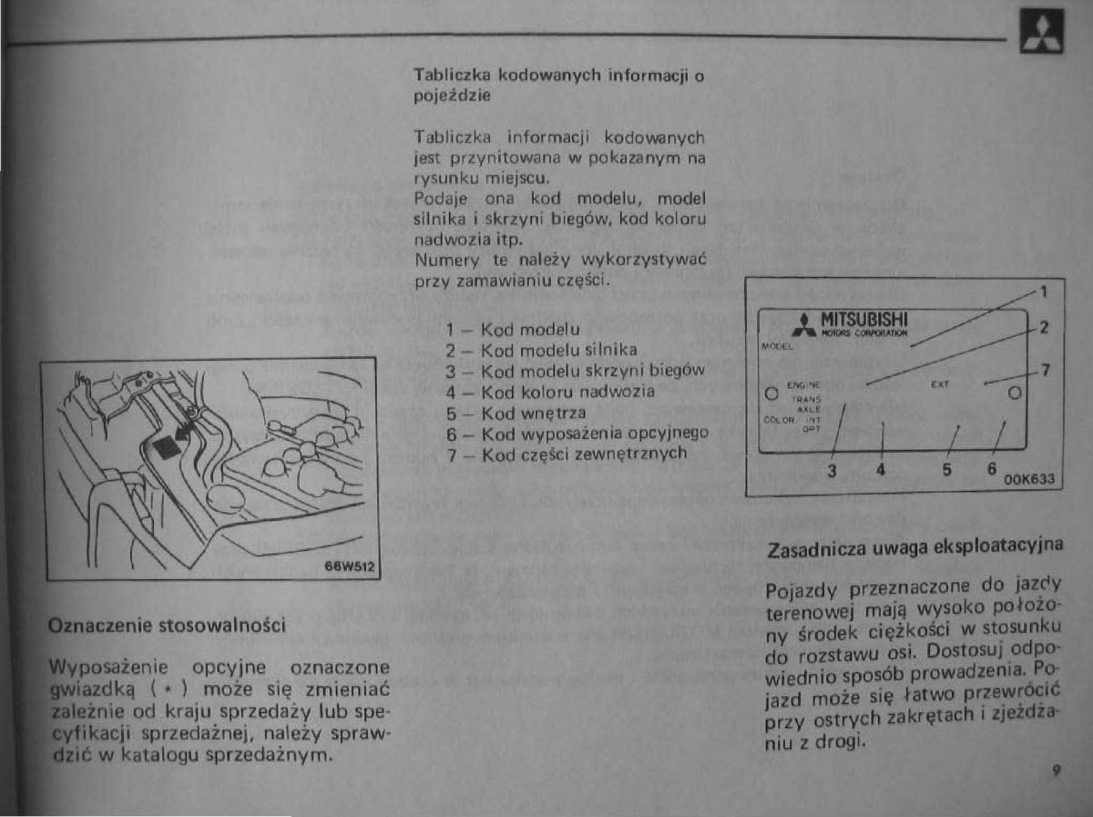 manual  Mitsubishi Pajero I 1 instrukcja / page 10