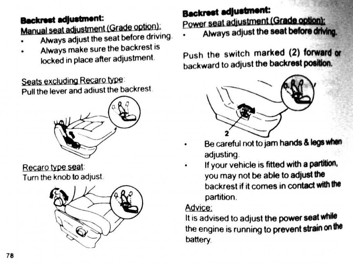Mitsubishi Pajero II 2 owners manual / page 78