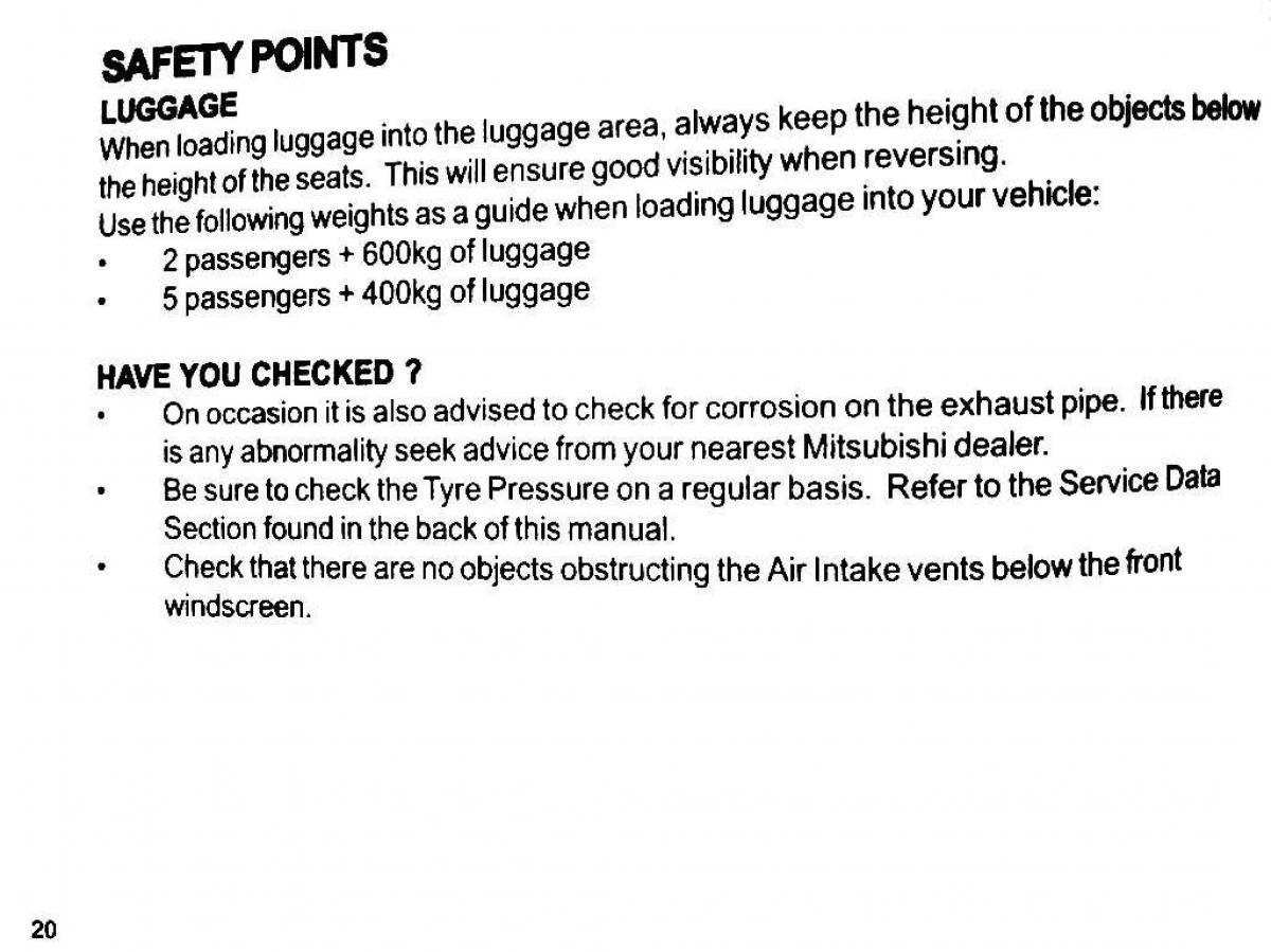 Mitsubishi Pajero II 2 owners manual / page 20