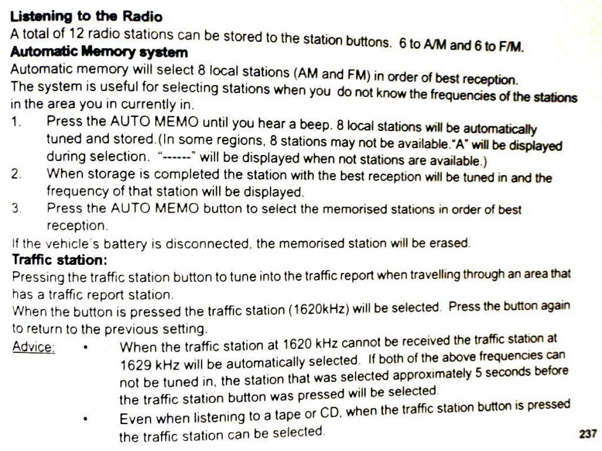 Mitsubishi Pajero II 2 owners manual / page 237