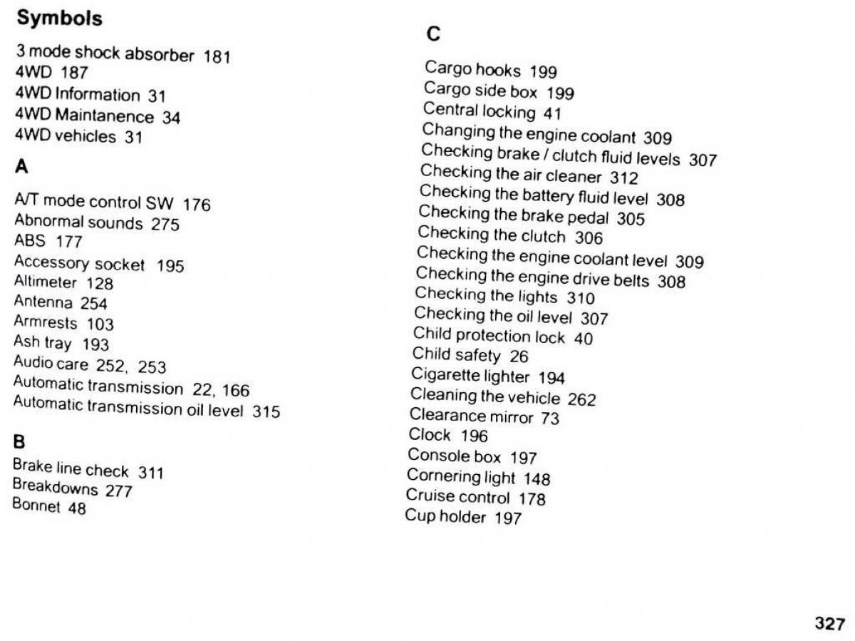 Mitsubishi Pajero II 2 owners manual / page 327