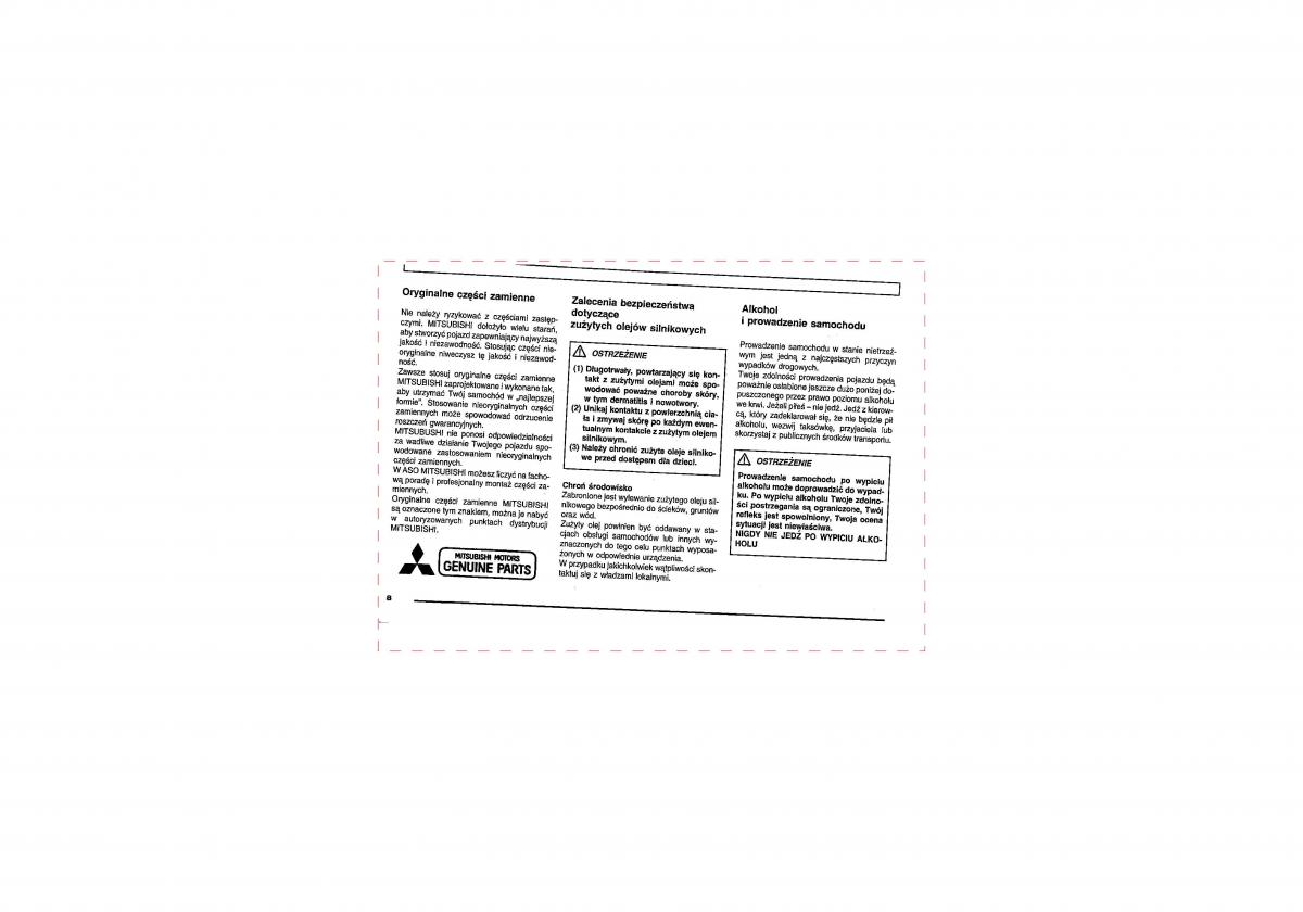 manual  Mitsubishi Pajero III 3 instrukcja / page 8