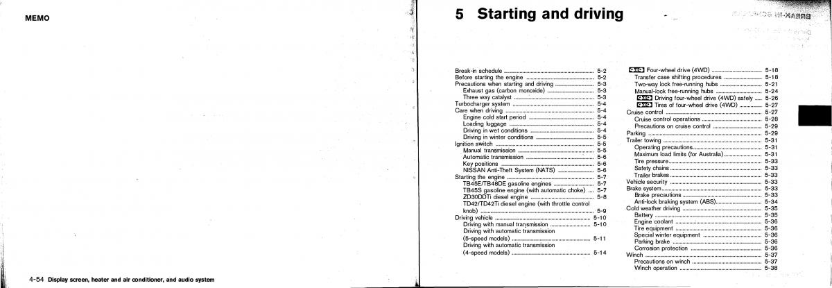 manual Nissan Patrol Nissan Patrol Y61 GR owners manual / page 94