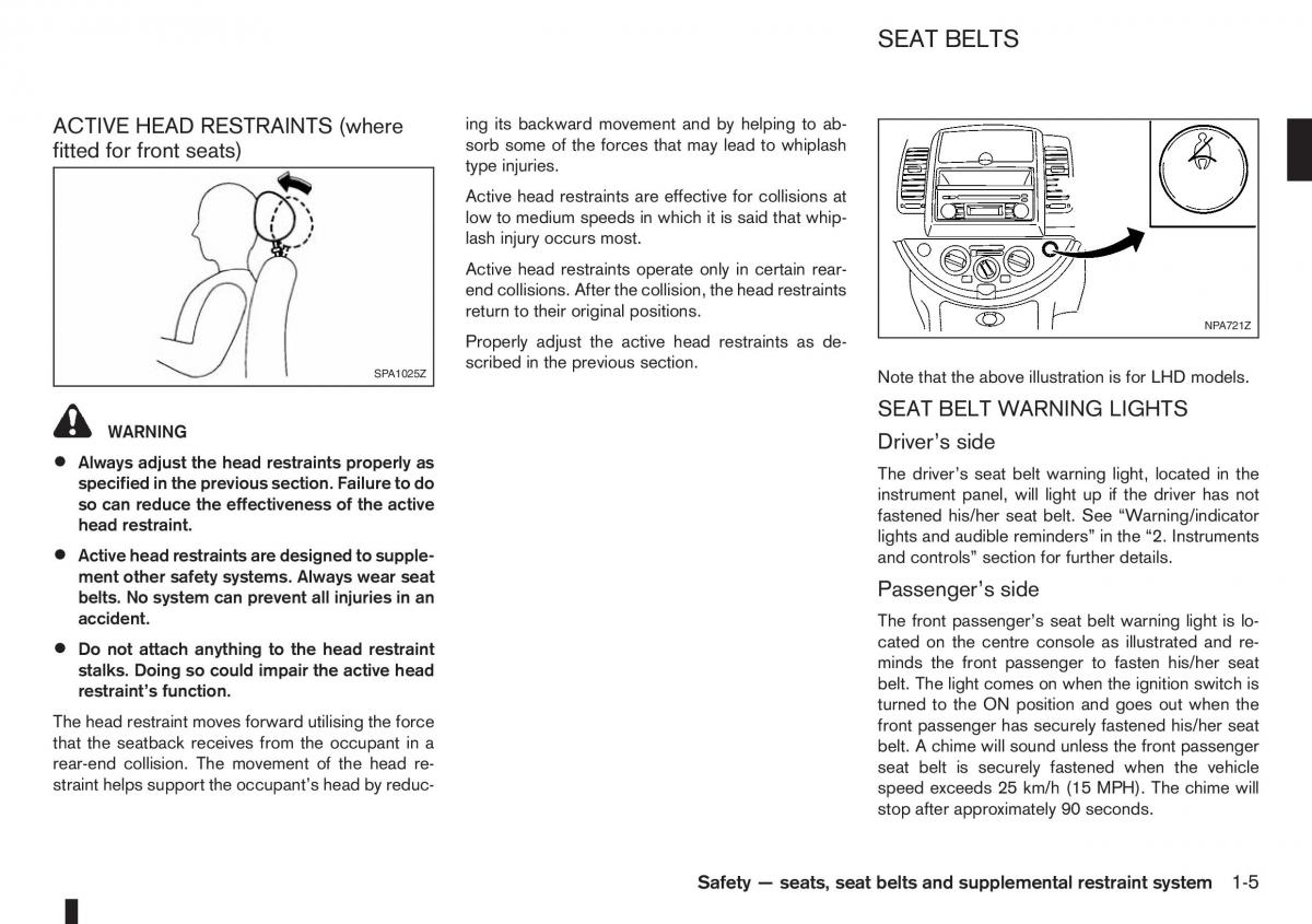 manual nissan note nissan note i 1 e11 owners manual / page 23