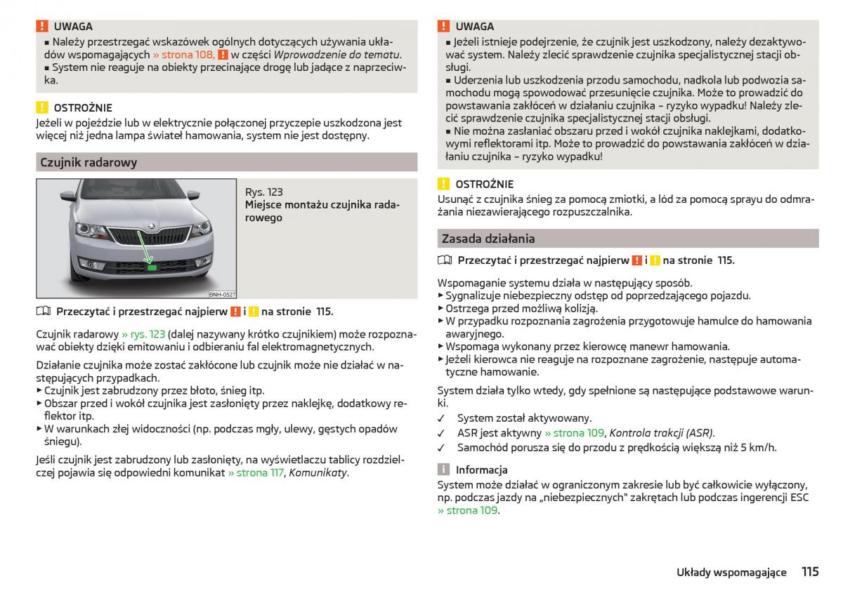 Skoda Rapid instrukcja obslugi / page 117
