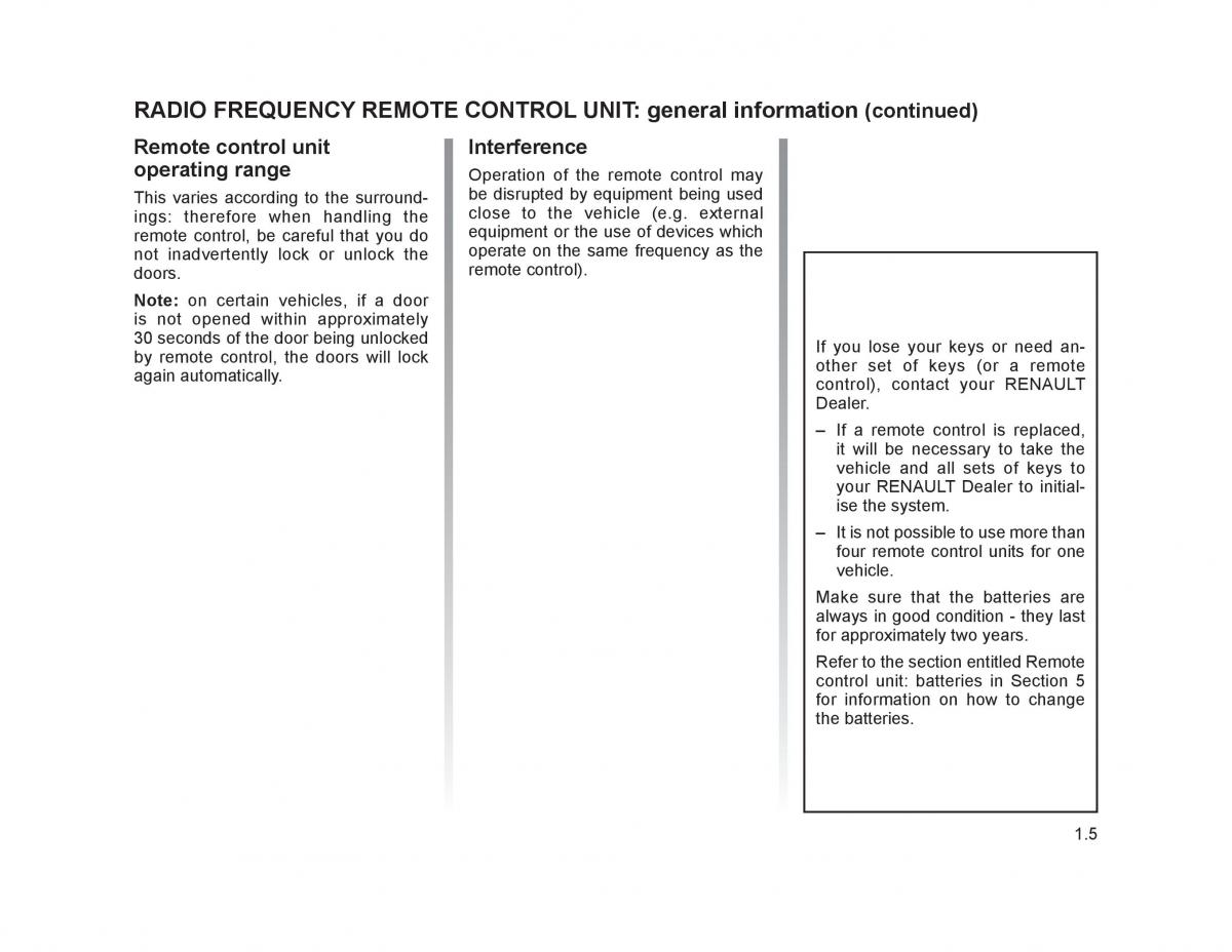 Renault Trafic II 2 owners manual / page 10