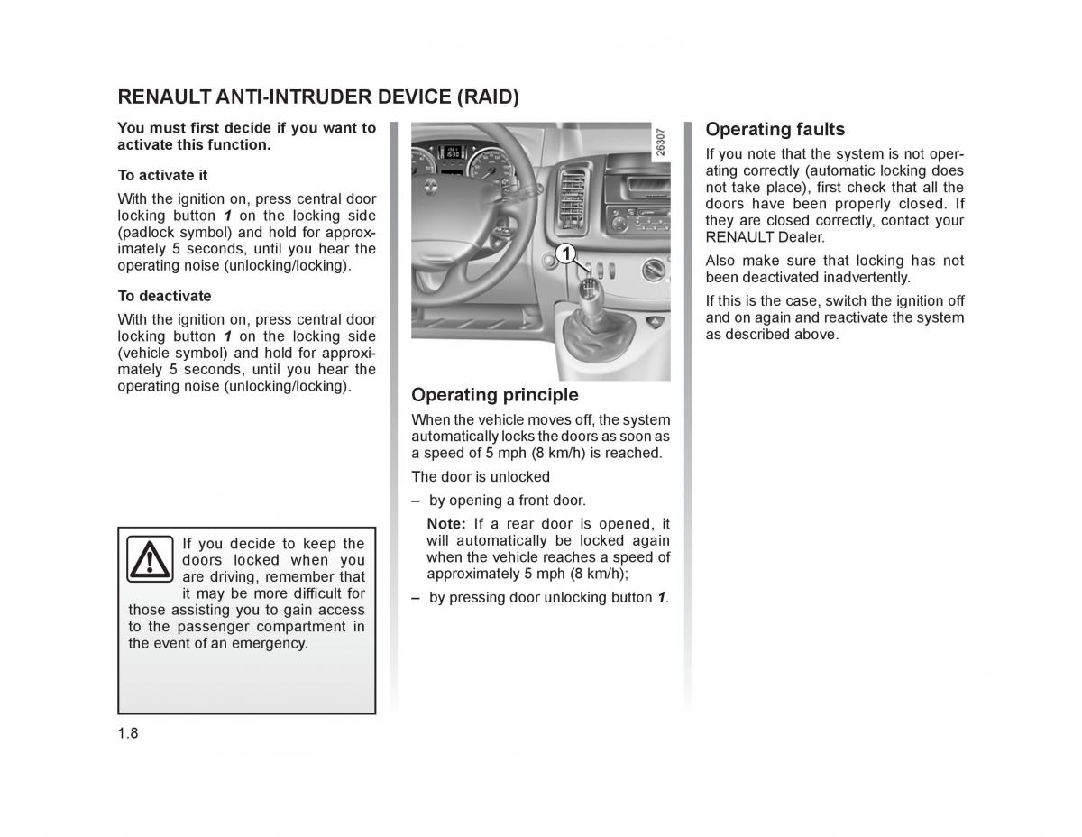 Renault Trafic II 2 owners manual / page 13