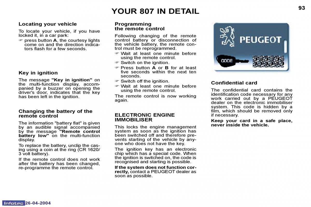 Peugeot 807 owners manual / page 76