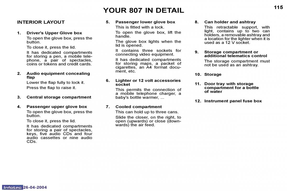 manual  Peugeot 807 owners manual / page 13