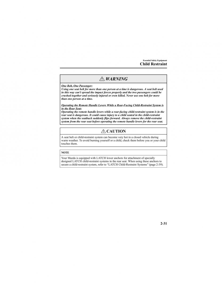 Mazda 6 I 1 Atenza owners manual / page 45