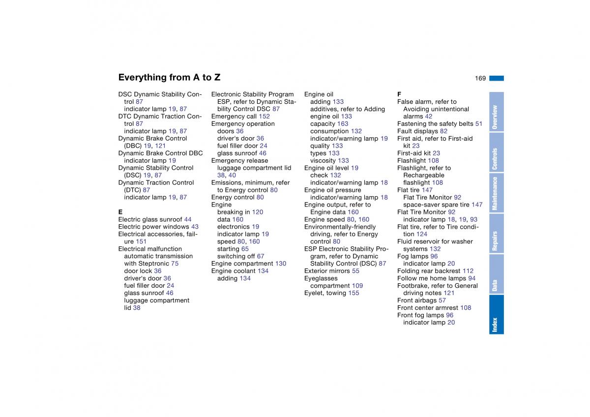 manual  BMW E46 owners manual / page 169