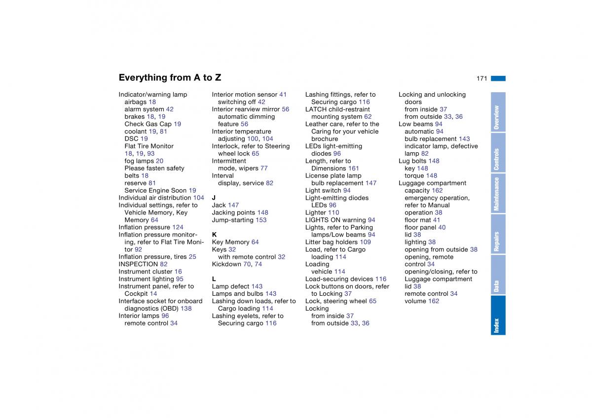 BMW E46 owners manual / page 171