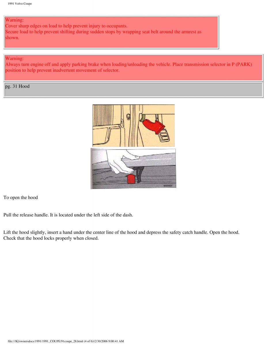 Volvo Coupe owners manual / page 61