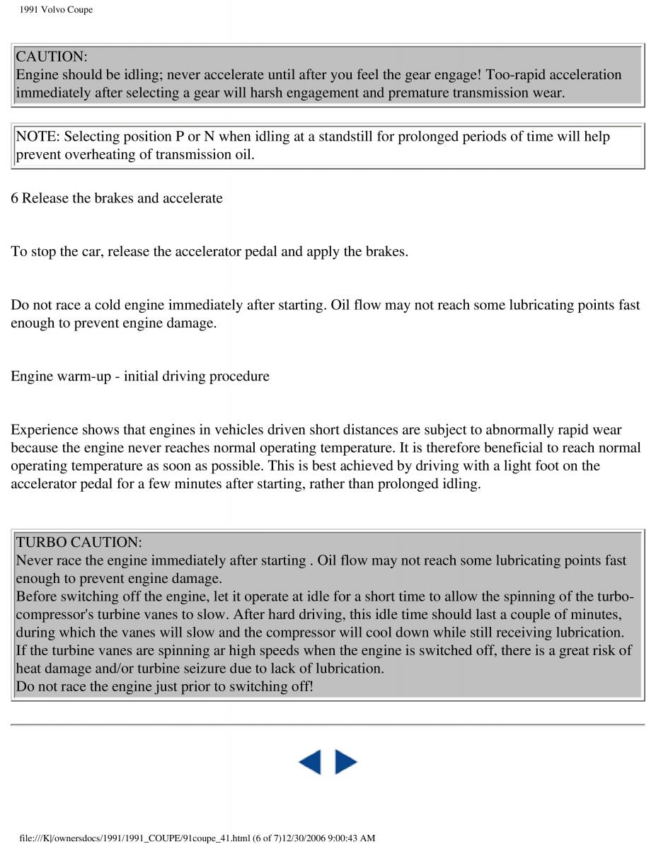 Volvo Coupe owners manual / page 81