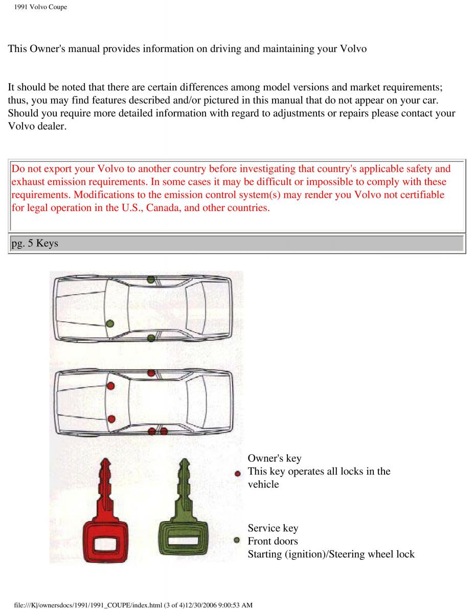 Volvo Coupe owners manual / page 170