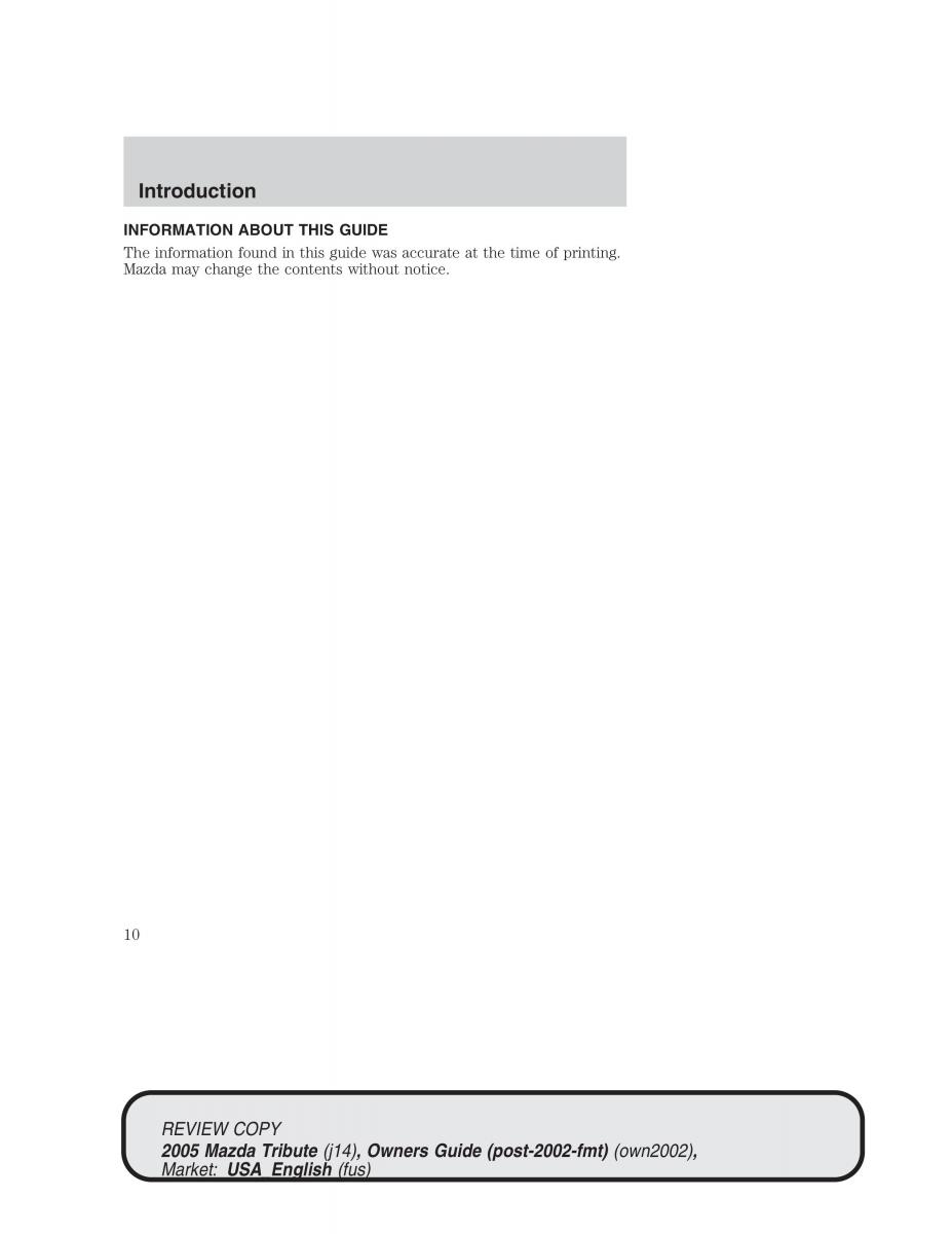 manual  Mazda Tribute owners manual / page 10