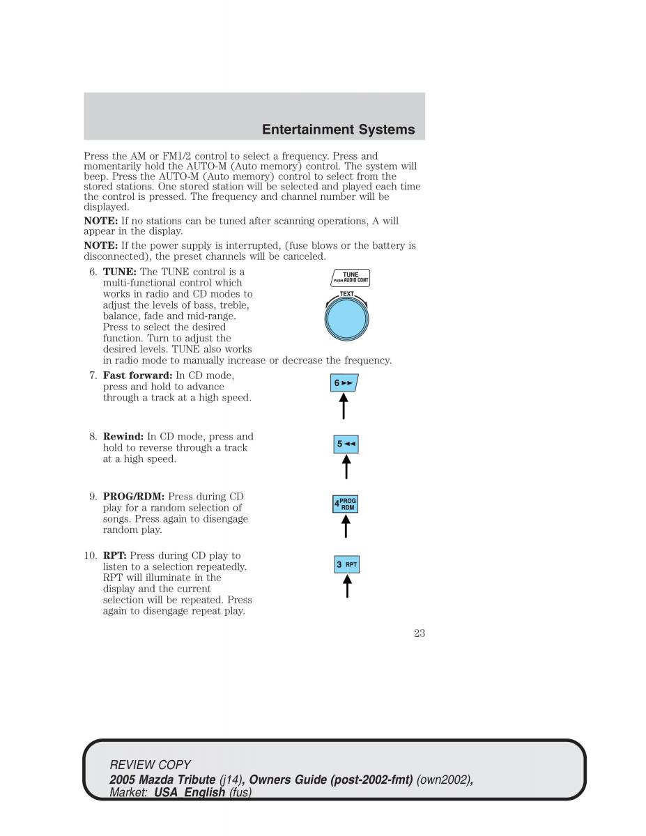 Mazda Tribute owners manual / page 23