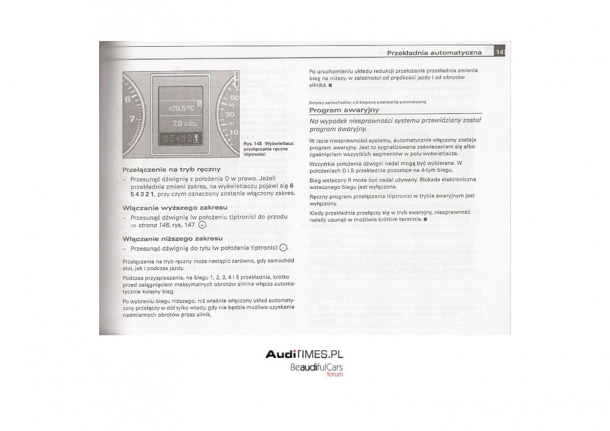 Audi A4 B7 instrukcja obslugi / page 146