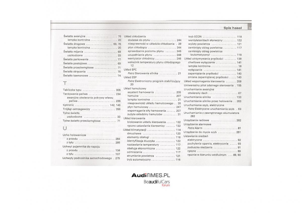 Audi A4 B7 instrukcja obslugi / page 326