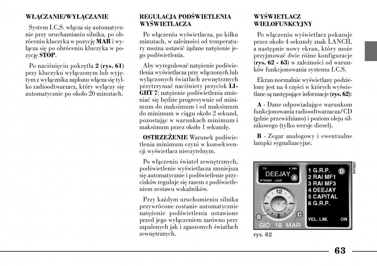 Lancia Lybra instrukcja obslugi / page 65