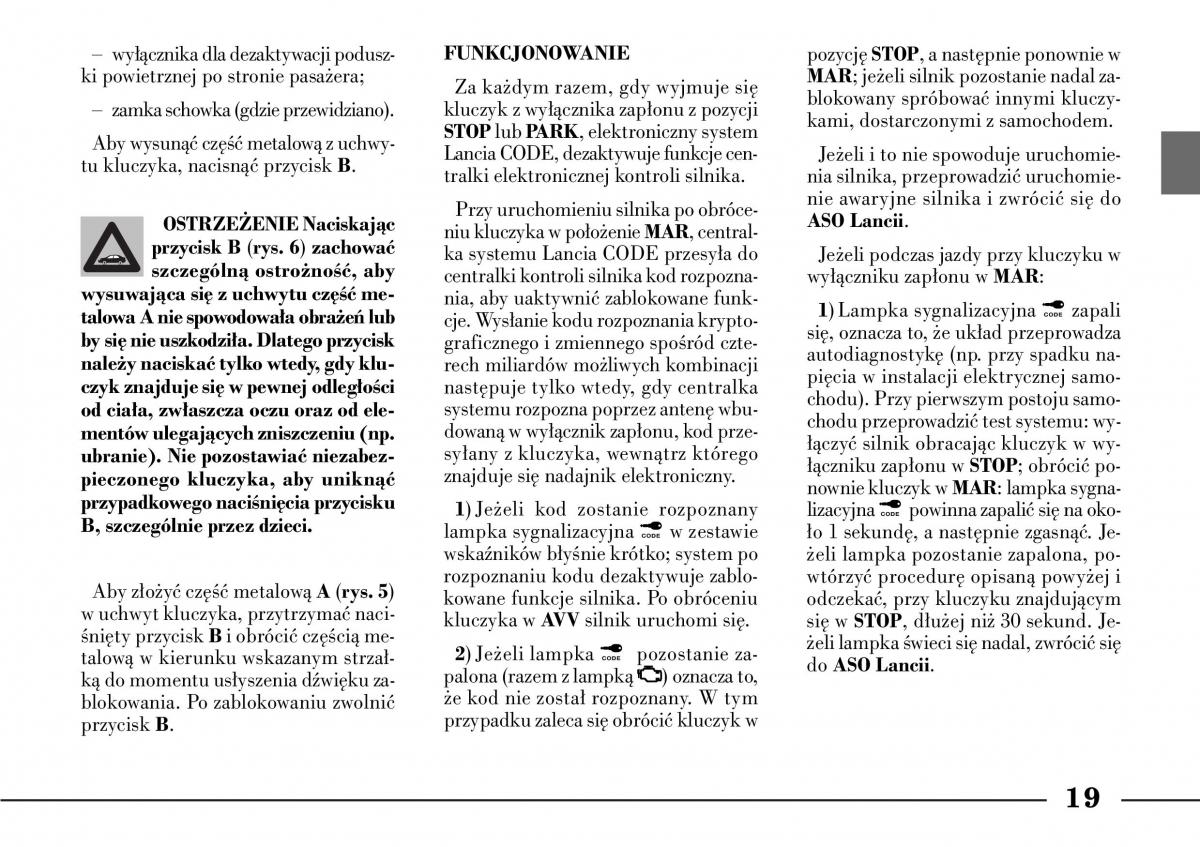 manual  Lancia Lybra instrukcja / page 21