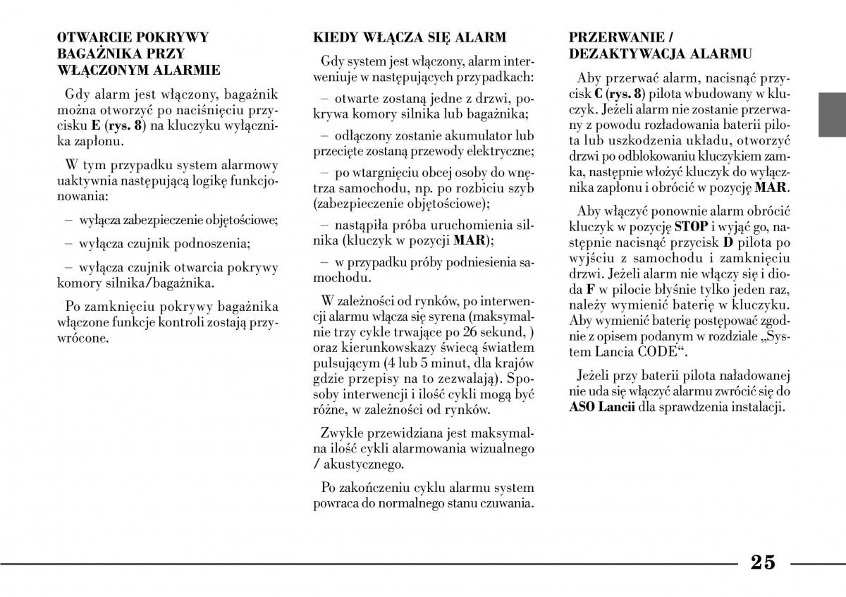 Lancia Lybra instrukcja obslugi / page 27