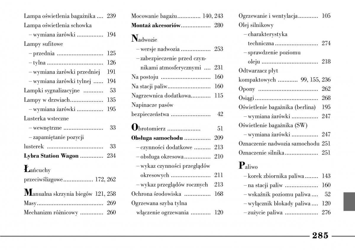 Lancia Lybra instrukcja obslugi / page 287