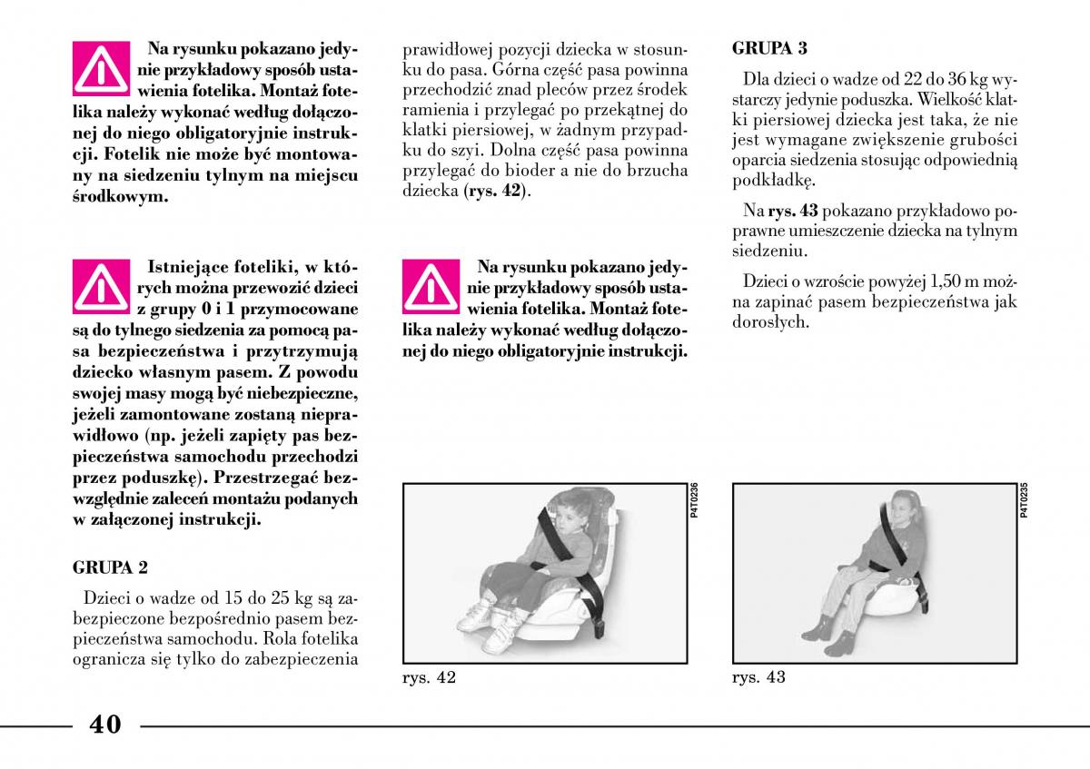 Lancia Lybra instrukcja obslugi / page 42