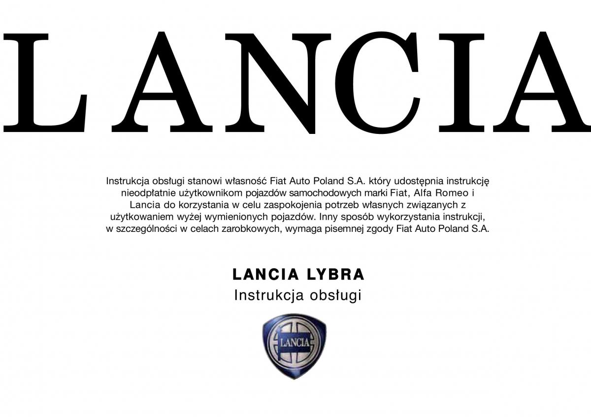 Lancia Lybra instrukcja obslugi / page 1