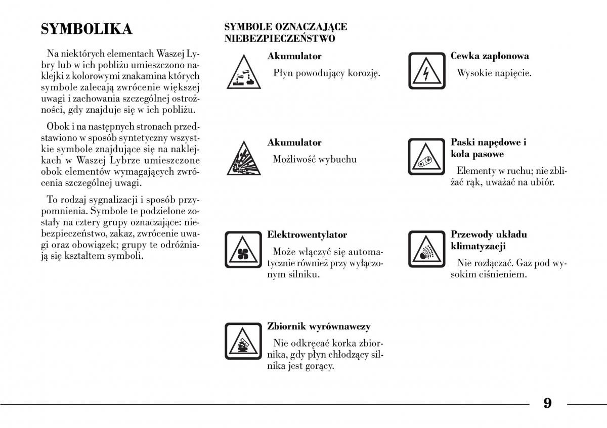 Lancia Lybra instrukcja obslugi / page 11