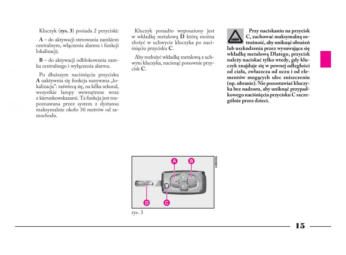 Lancia Phedra instrukcja obslugi / page 16