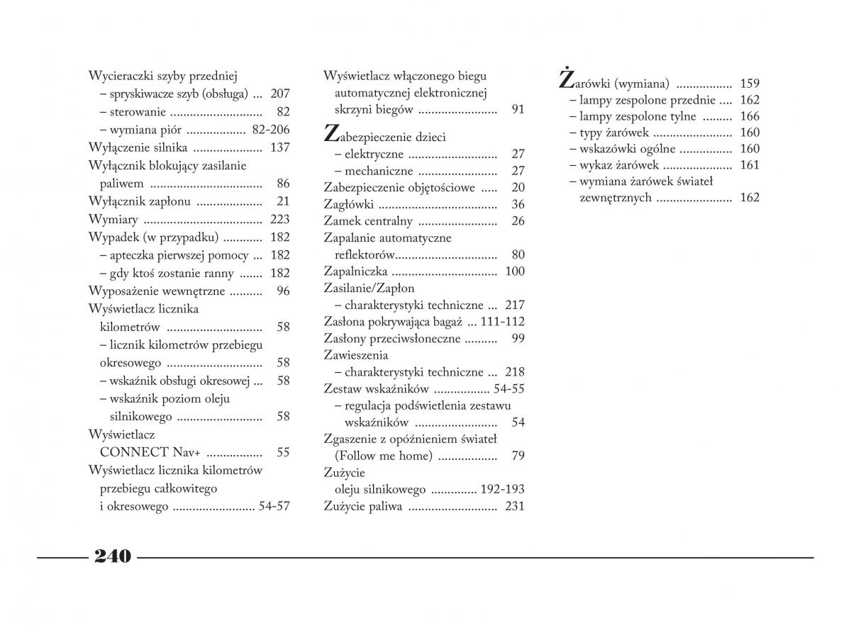 instrukcja obslugi  Lancia Phedra instrukcja / page 241