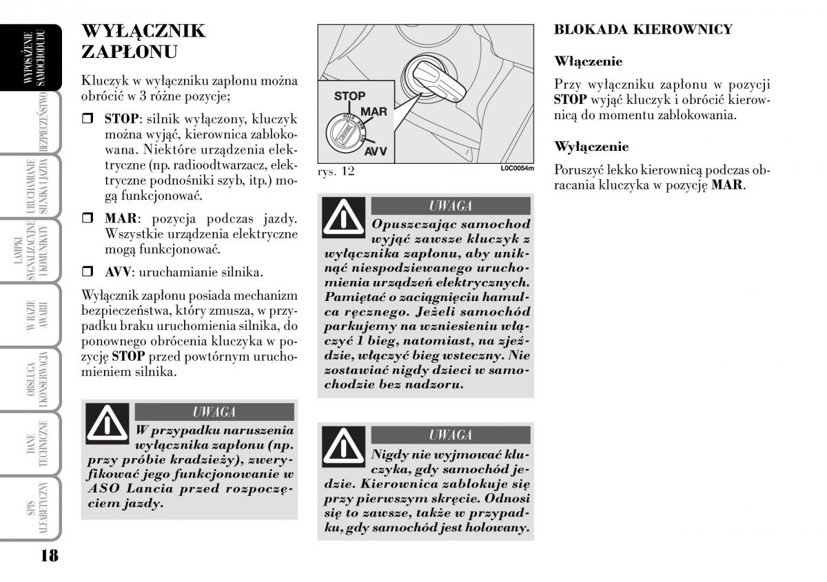 Lancia Ypsilon I 1 instrukcja obslugi / page 20