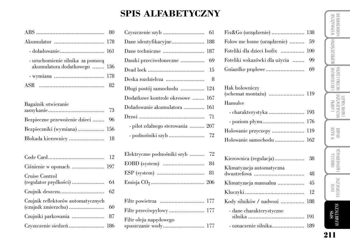 manual  Lancia Ypsilon I 1 instrukcja / page 213