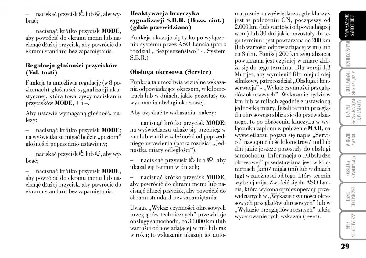 Lancia Ypsilon I 1 instrukcja obslugi / page 31
