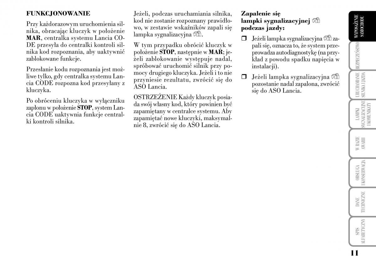 Lancia Ypsilon I 1 instrukcja obslugi / page 13