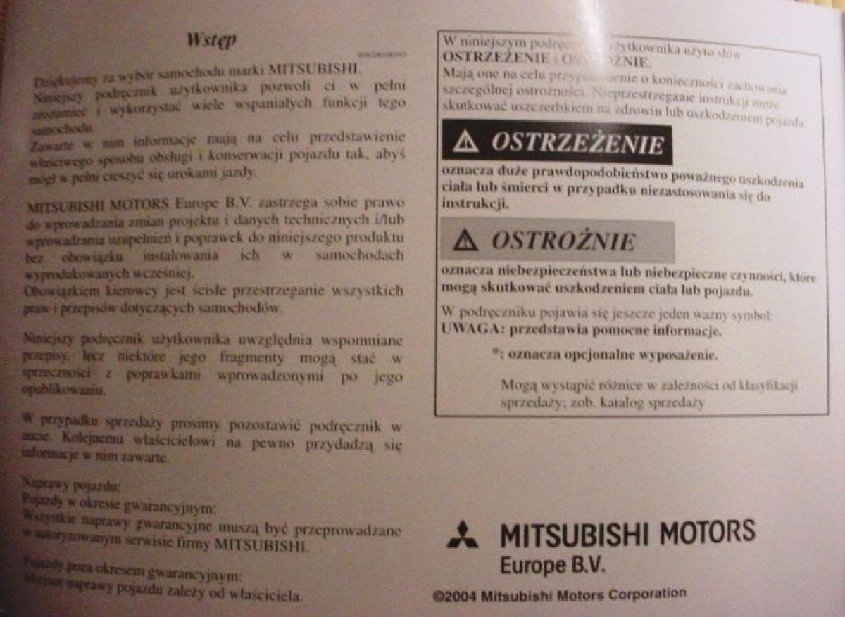 manual  Mitsubishi Colt VI 6 Z30 instrukcja / page 9