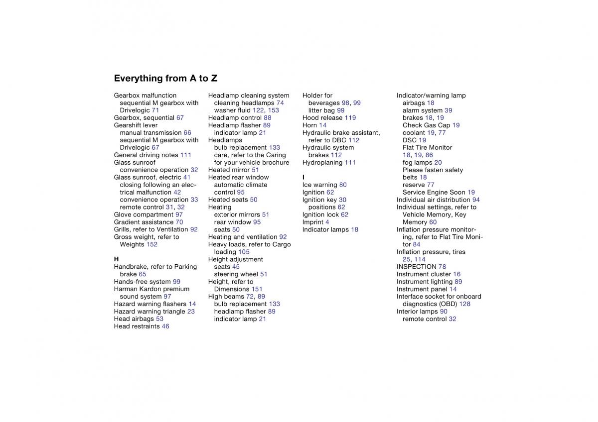 BMW M3 E46 owners manual / page 160