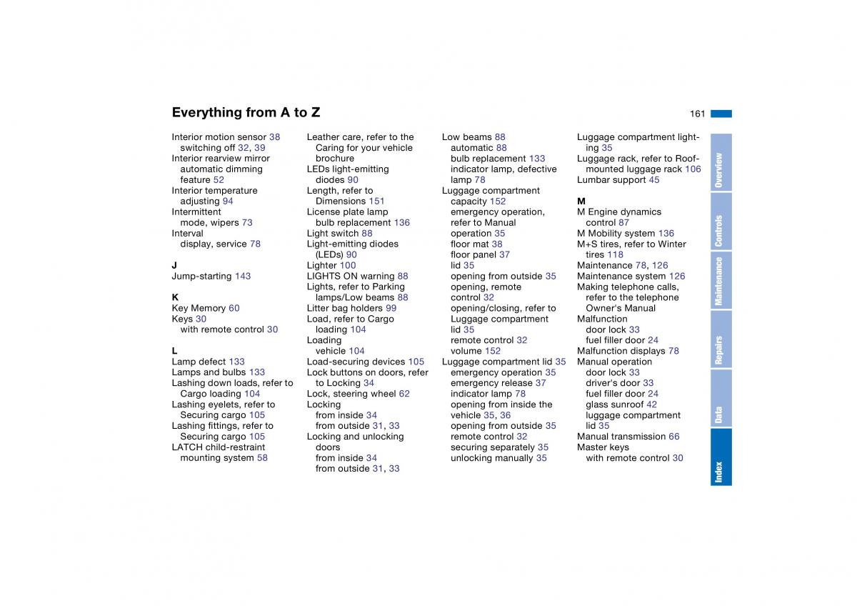 manual BMW M3 E46 BMW M3 E46 owners manual / page 161