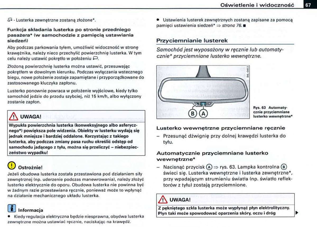 Audi A6 C6 instrukcja obslugi / page 67