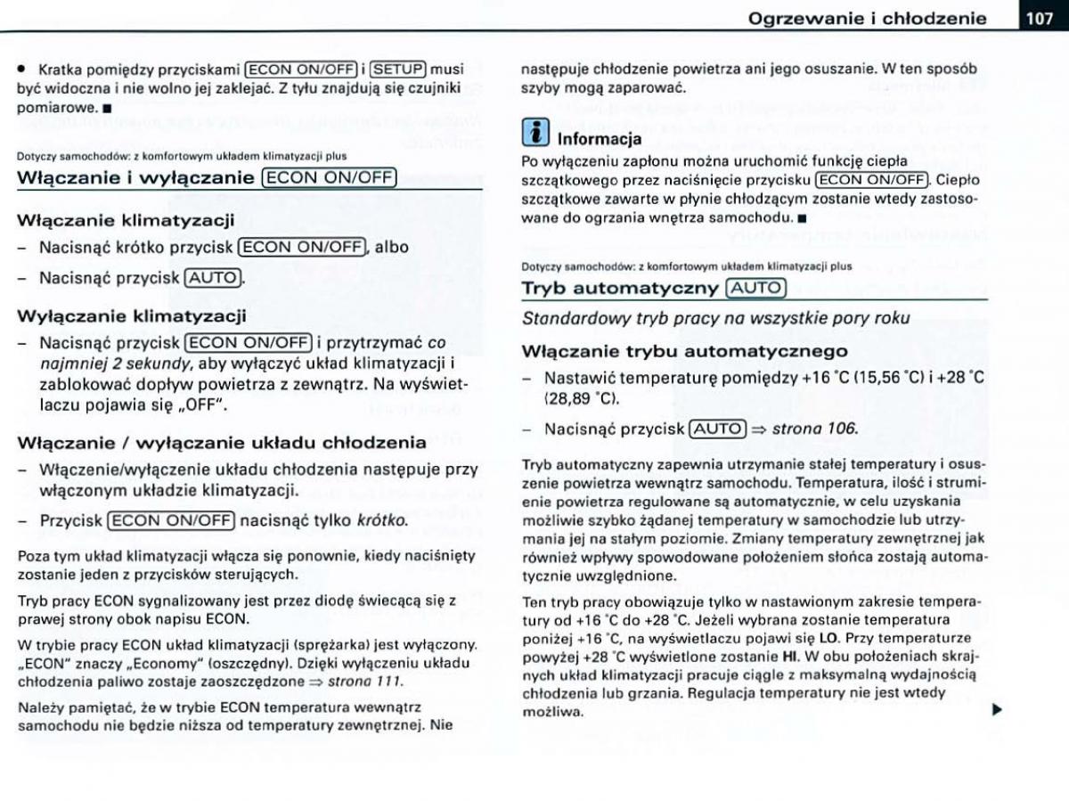 Audi A6 C6 instrukcja obslugi / page 107