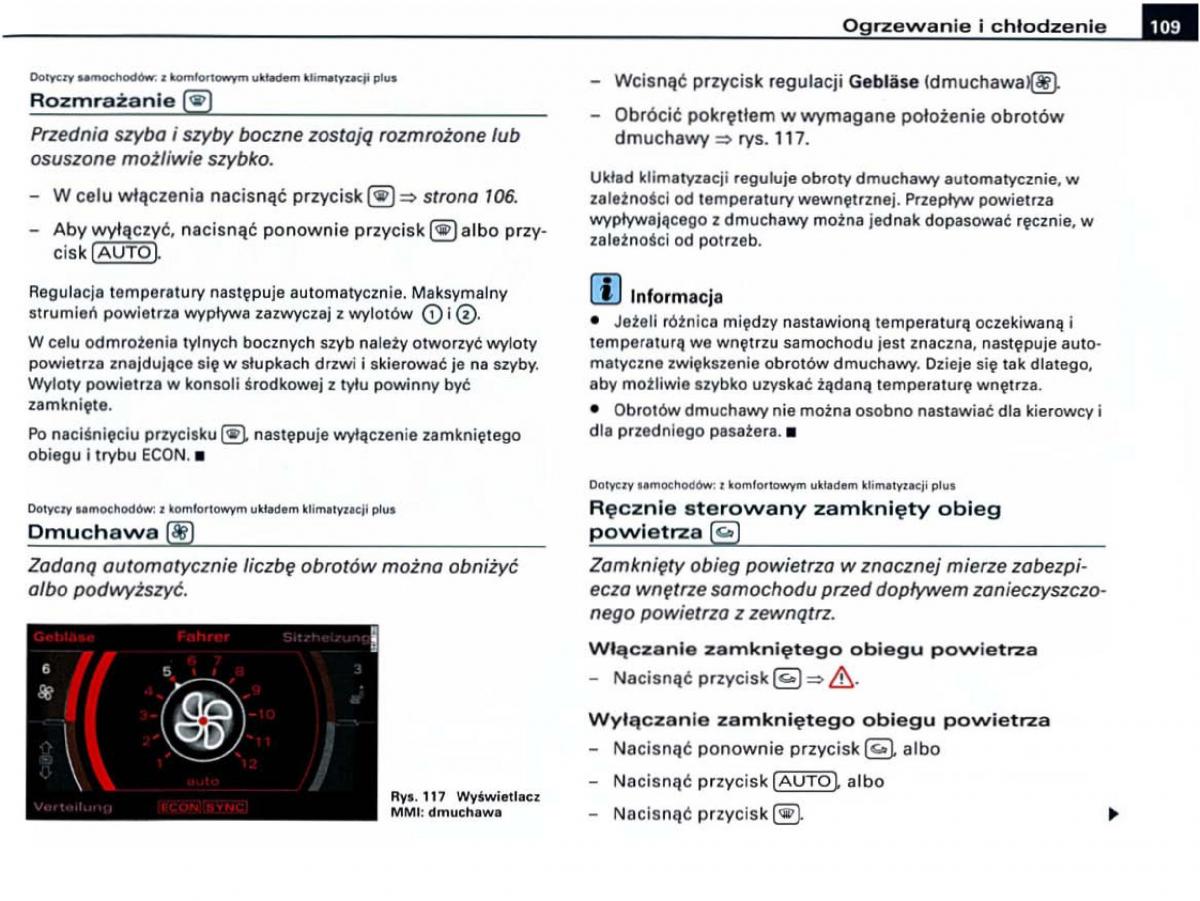 Audi A6 C6 instrukcja obslugi / page 109