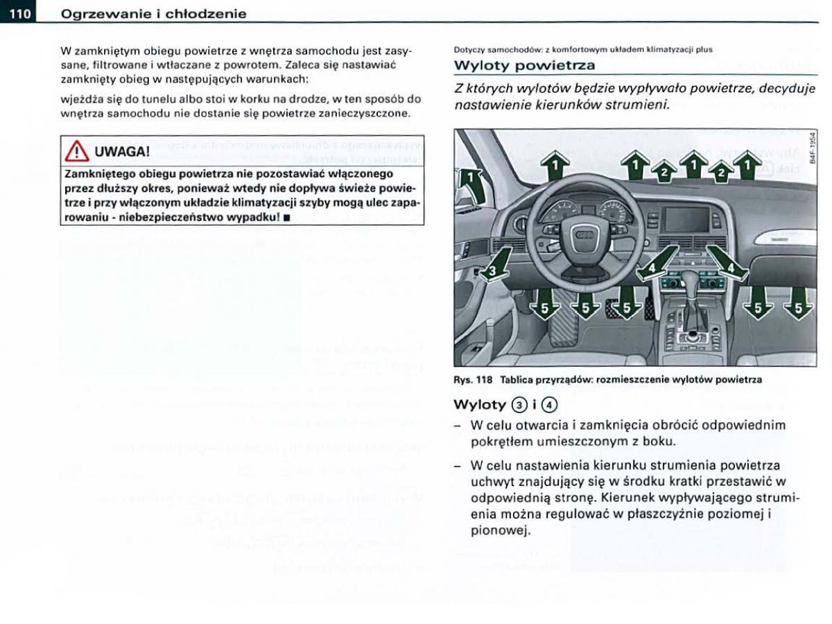 Audi A6 C6 instrukcja obslugi / page 110