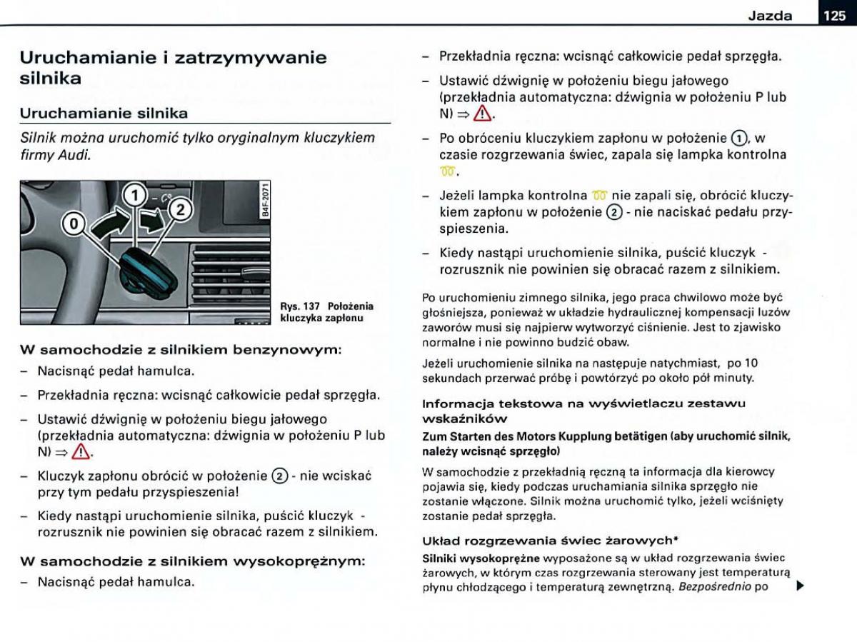 Audi A6 C6 instrukcja obslugi / page 125