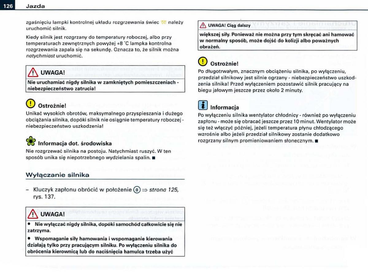 Audi A6 C6 instrukcja obslugi / page 126