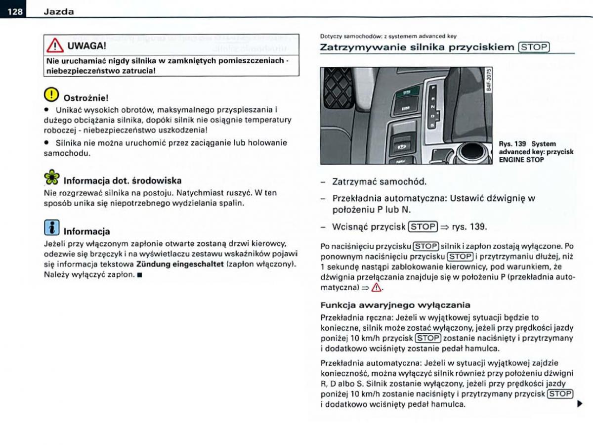 Audi A6 C6 instrukcja obslugi / page 128