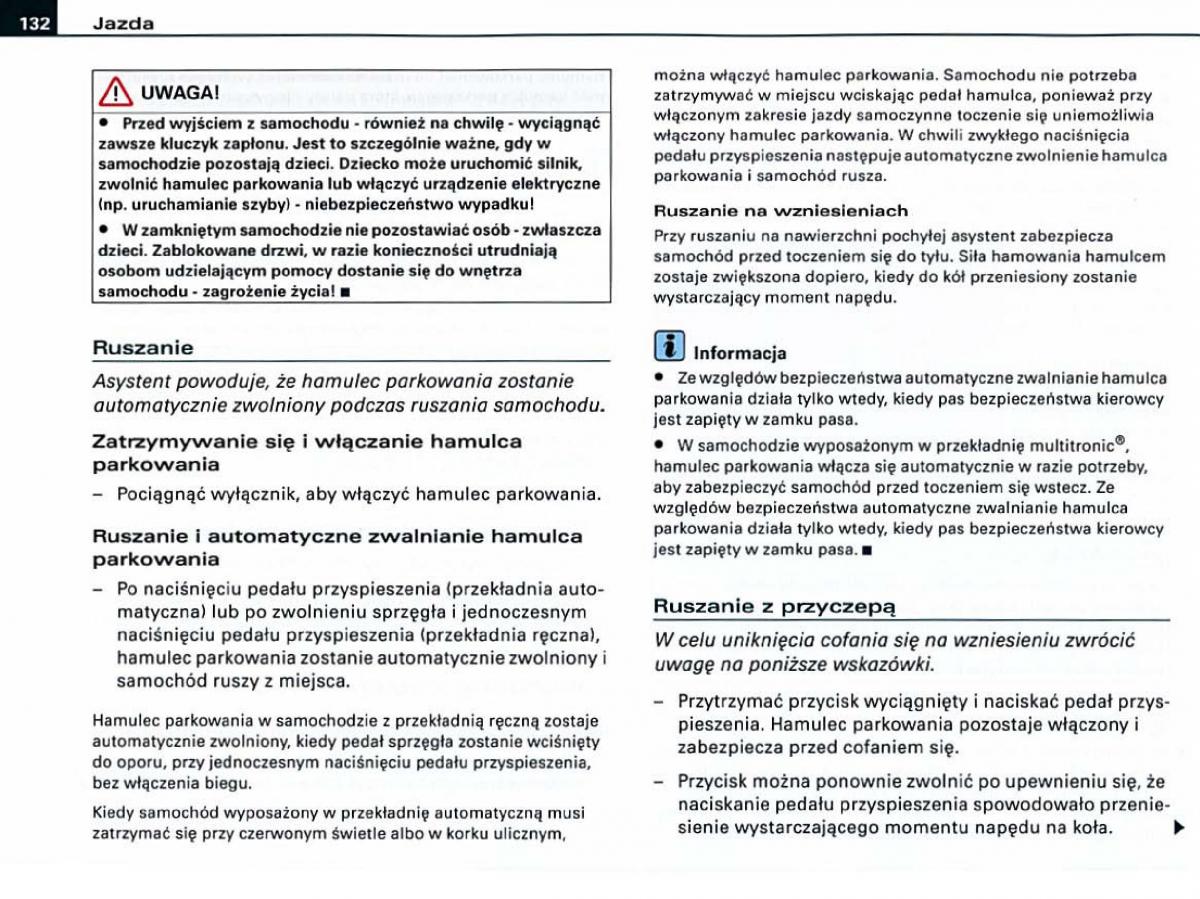 Audi A6 C6 instrukcja obslugi / page 132