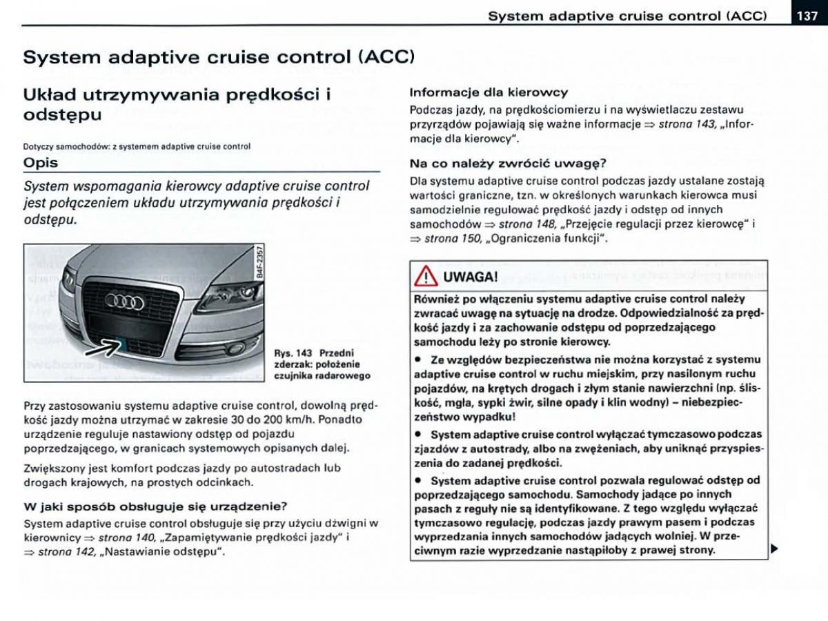Audi A6 C6 instrukcja obslugi / page 137