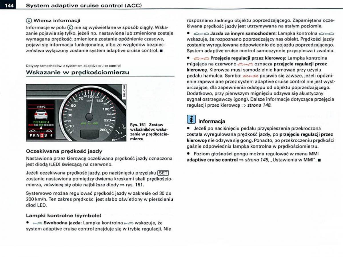 Audi A6 C6 instrukcja obslugi / page 144